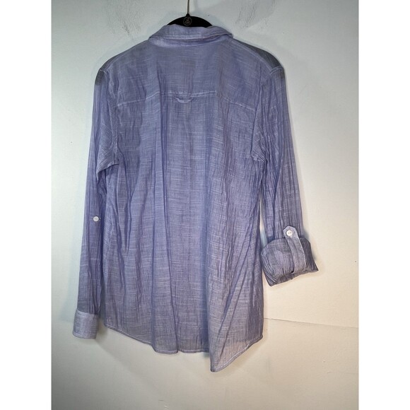chicos Button Up Lavender Light Knit blouse top shirt 0 S 4 6 - Picture 8 of 10